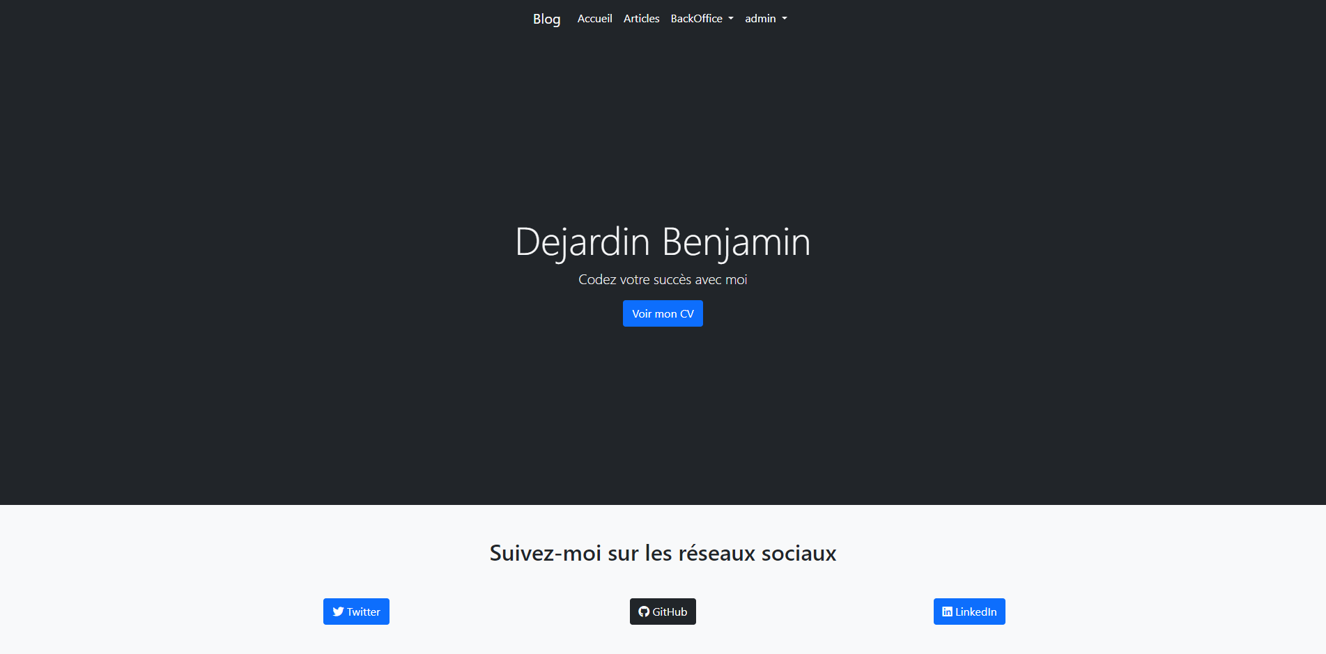 HomePage du projet Blog